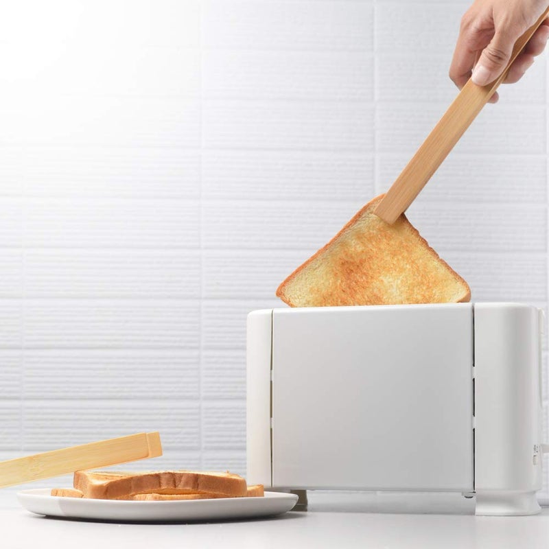 laboos Magnetic Bamboo Toaster Tongs: 100% Natural 8.7â€ Wood Kitchen Toast Tongs| Eco-Friendly, Space Saving Modern Kitchen Accessory for Home Restaurant | Set of 2 - Image 2